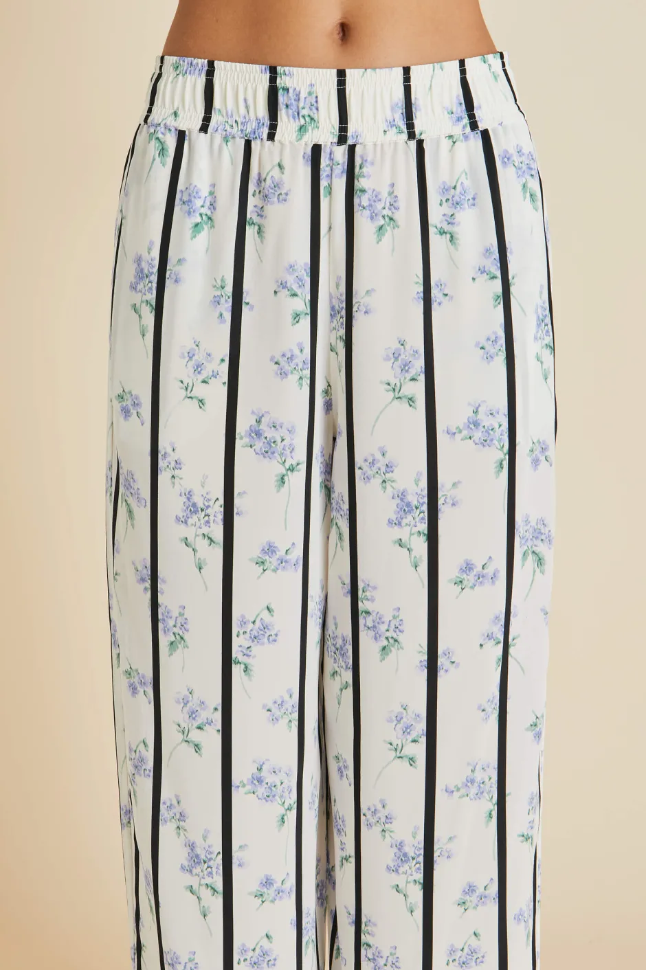 Clearance Olivia von Halle Alabama Hypnos Stripe Pajamasin Silk Crêpe de Chine Ivory