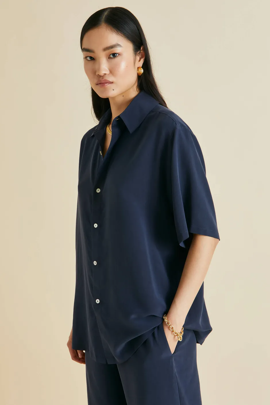 alabama_navy_pajamasin_silk_crpe_de_chine_2.webp Sale Olivia von Halle Alabama Navy Pajamasin Silk Crêpe de Chine
