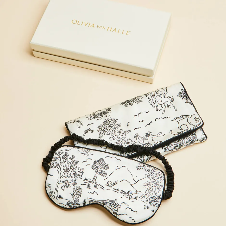 Flash Sale Olivia von Halle Audrey Dioscuri Toile de Jouy Eye Maskin Silk Satin Ivory