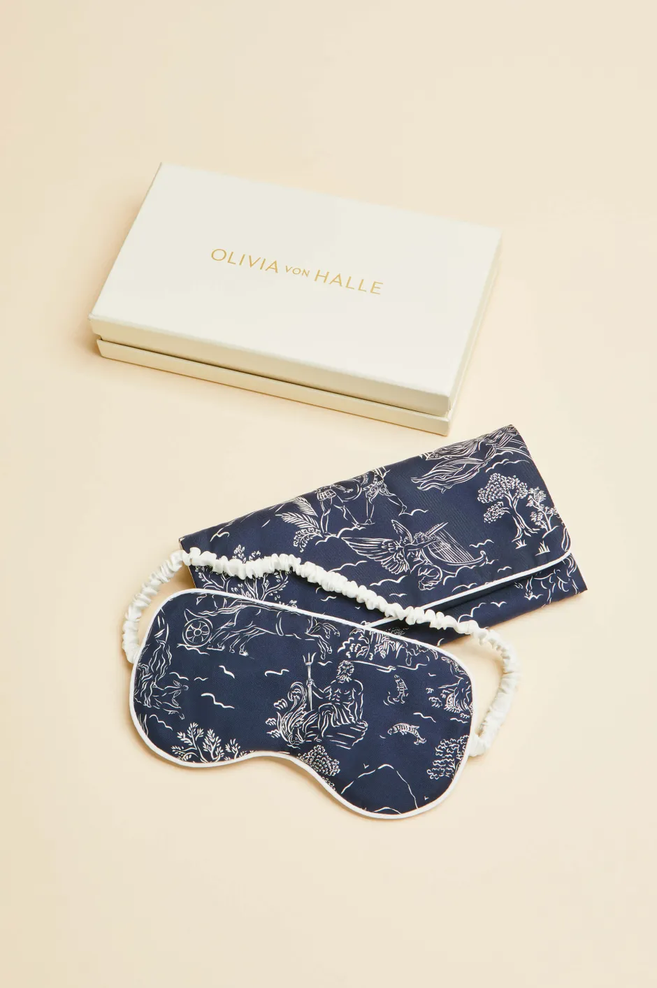 Best Olivia von Halle Audrey Erebus Toile de Jouy Eye Maskin Silk Twill Navy