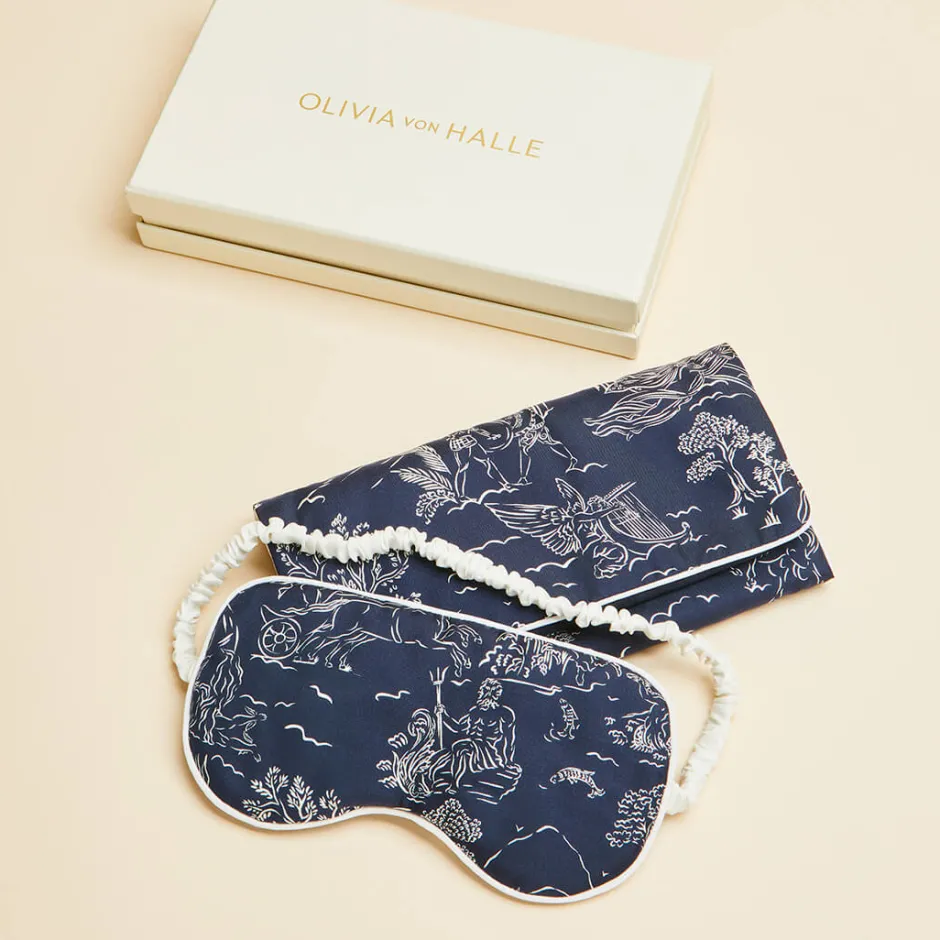 Best Olivia von Halle Audrey Erebus Toile de Jouy Eye Maskin Silk Twill Navy