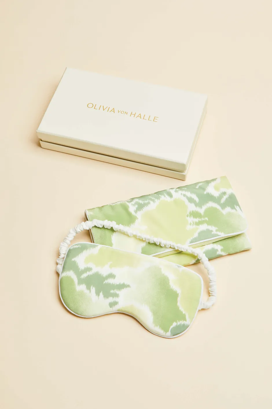 Discount Olivia von Halle Audrey Luna Cloud Eye Maskin Silk Crêpe de Chine Green
