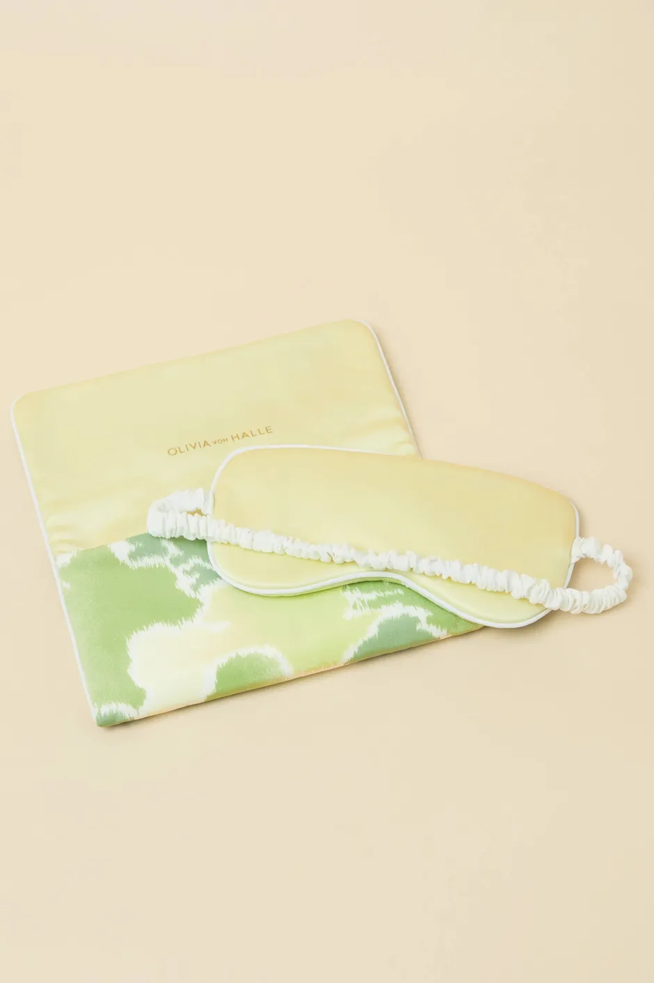 Discount Olivia von Halle Audrey Luna Cloud Eye Maskin Silk Crêpe de Chine Green