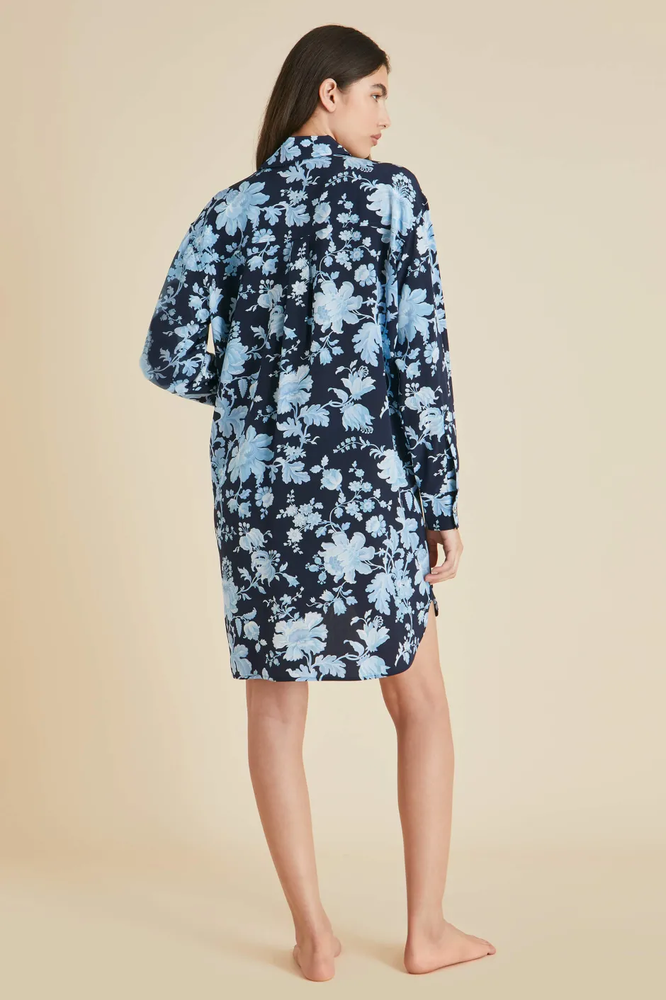 Best Olivia von Halle Celeste Alcides Floral Nightshirtin Silk Crêpe de Chine Blue