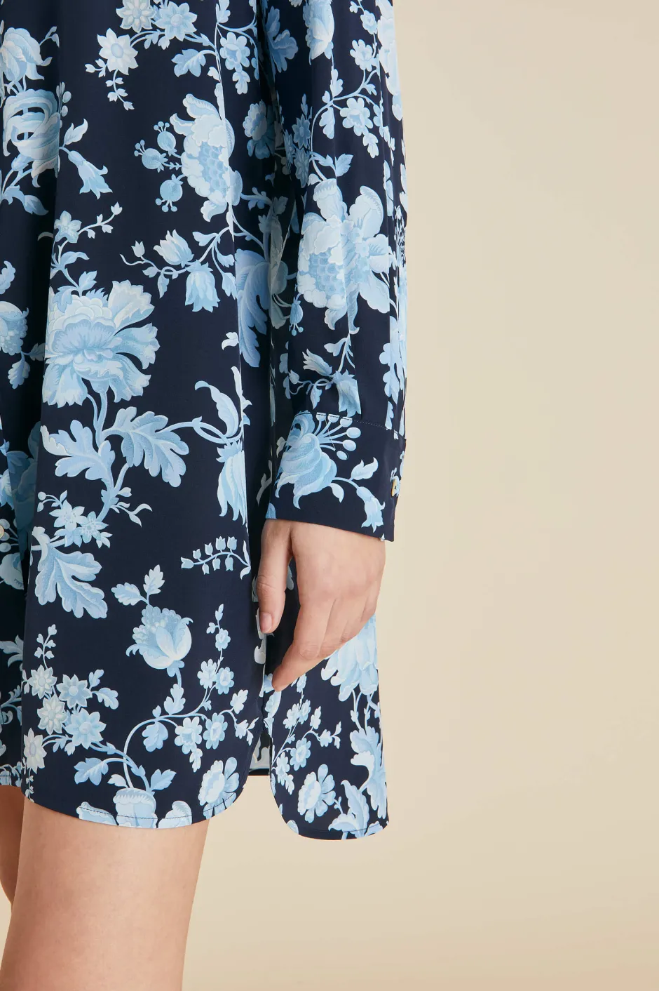 Best Olivia von Halle Celeste Alcides Floral Nightshirtin Silk Crêpe de Chine Blue