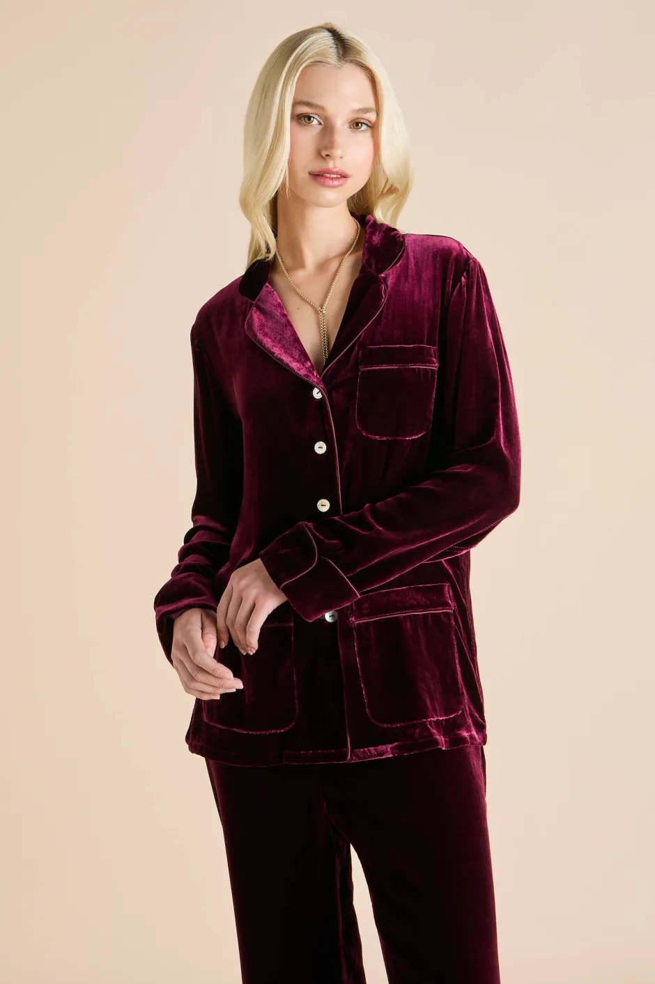 coco_burgundy_pyjamasin_silk_velvet_2.webp New Olivia von Halle Coco Pyjamasin Silk Velvet Burgundy