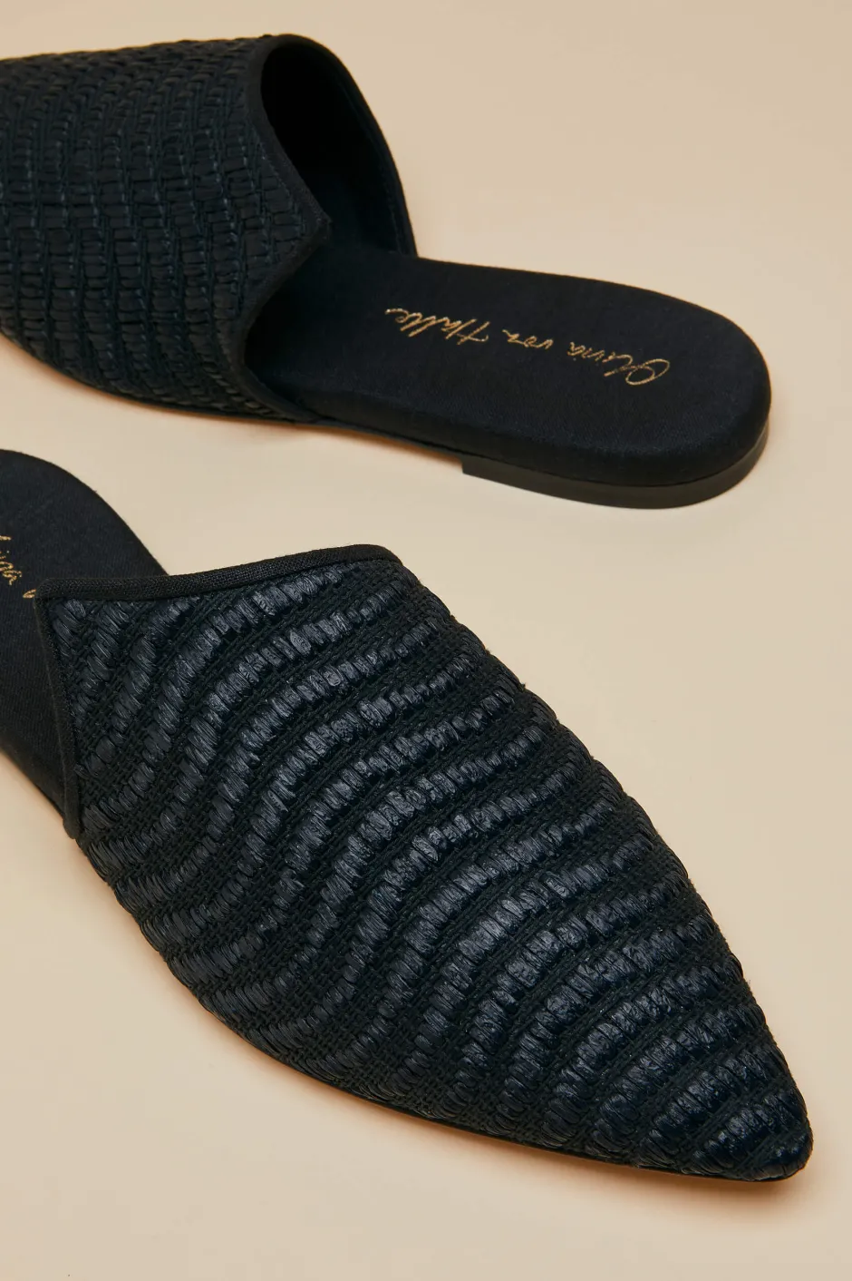 contessa_casati_black_slippersin_raffia_2.webp Sale Olivia von Halle Contessa Casati Black Slippersin Raffia