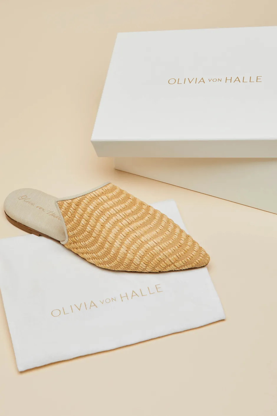 contessa_roscoe_beige_slippersin_raffia_6.webp Sale Olivia von Halle Contessa Roscoe Beige Slippersin Raffia