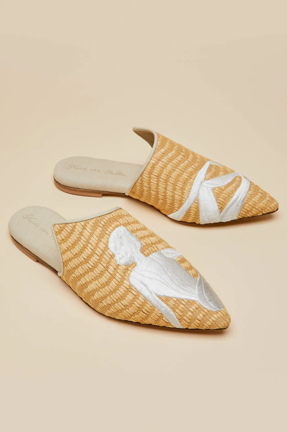 contessa_viola_beige_embroidered_slippersin_raffia_3.webp Hot Olivia von Halle Contessa Viola Beige Embroidered Slippersin Raffia