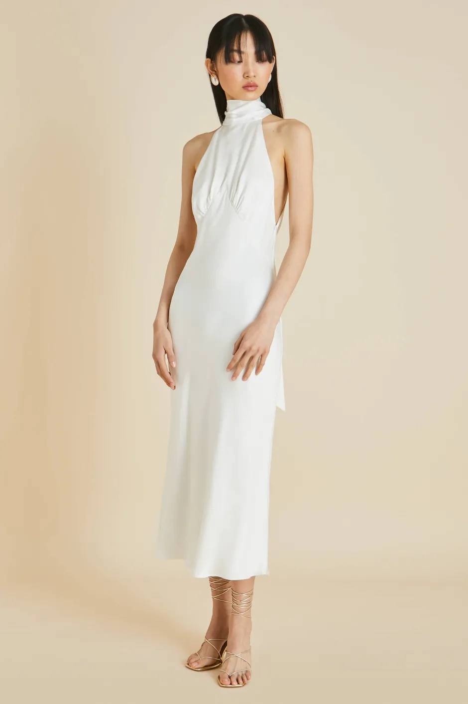 greta_ivory_halterneck_dressin_silk_satin_3.webp Shop Olivia von Halle Greta Halterneck Dressin Silk Satin Ivory