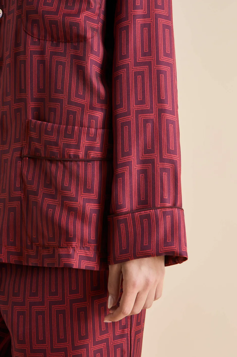 laurent_ruspoli_red_geometric_pajamasin_silk_twill_5.webp Clearance Olivia von Halle Laurent Ruspoli Geometric Pajamasin Silk Twill Red