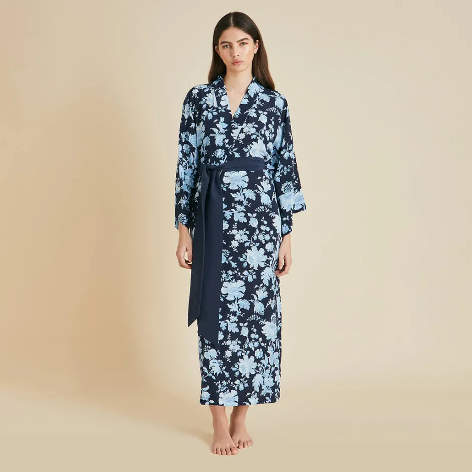 Online Olivia von Halle Queenie Alcides Floral Robein Silk Crêpe de Chine Blue