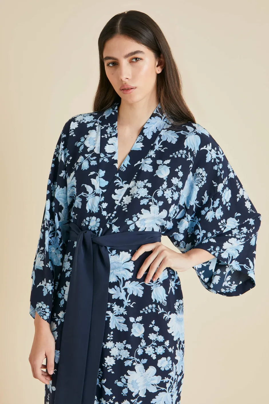 Online Olivia von Halle Queenie Alcides Floral Robein Silk Crêpe de Chine Blue