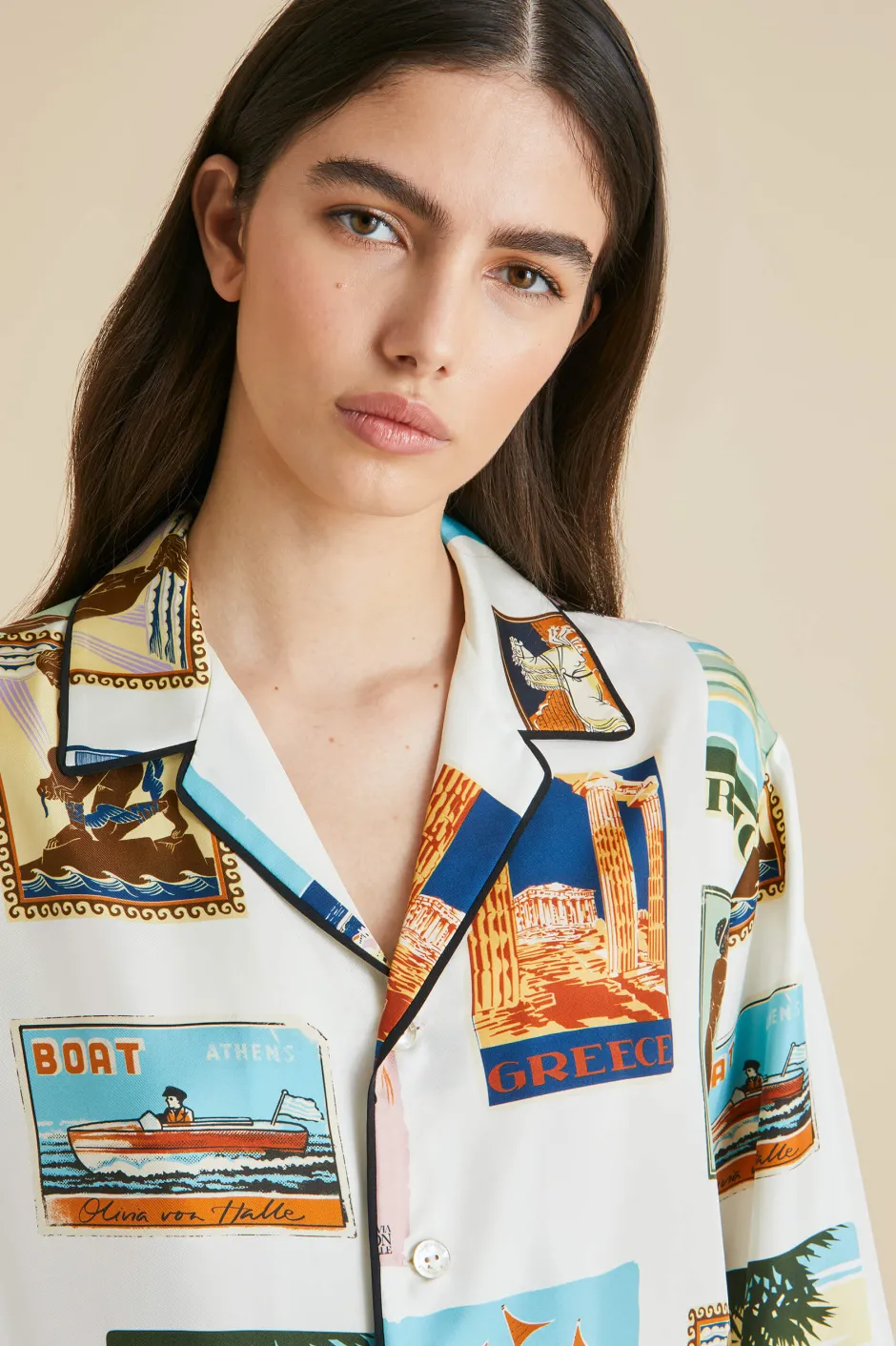 yves_cadmus_ivory_postcard_pajamasin_silk_twill_4.webp Shop Olivia von Halle Yves Cadmus Postcard Pajamasin Silk Twill Ivory