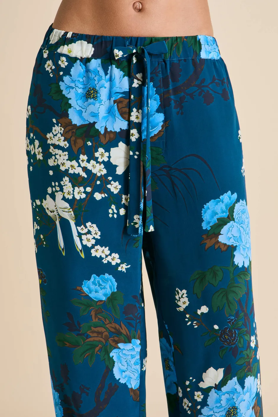 Outlet Olivia von Halle Yves Tibatant Floral Pajamasin Silk Crêpe de Chine Blue